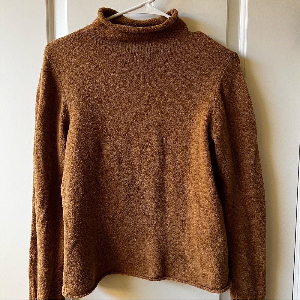 Wilfred Camel Tan turtleneck Wool Sweater Size  L brown tan
